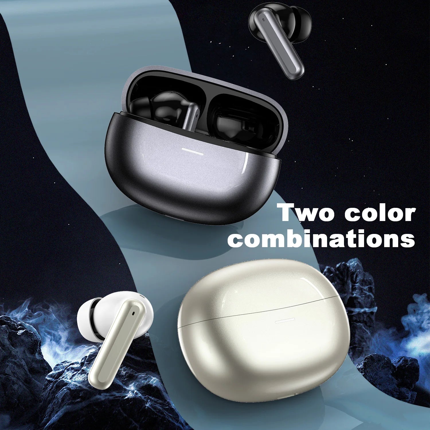 2025 Upgrade ANC+ENC Wireless Earbuds , 35H Playtime ,  Wireless Charging Case, HiFi Deep Bass Sound for Workout/Travel